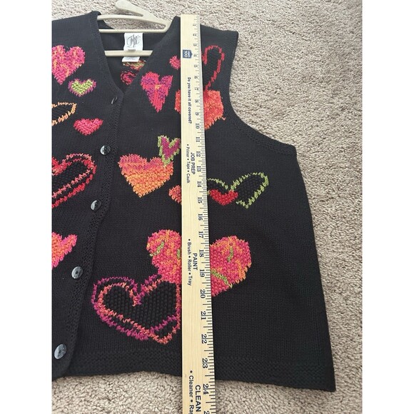Rare Vintage Fisher Hill Funky Heart Embroidered Knit Sweater Vest Size XL - Picture 7 of 9